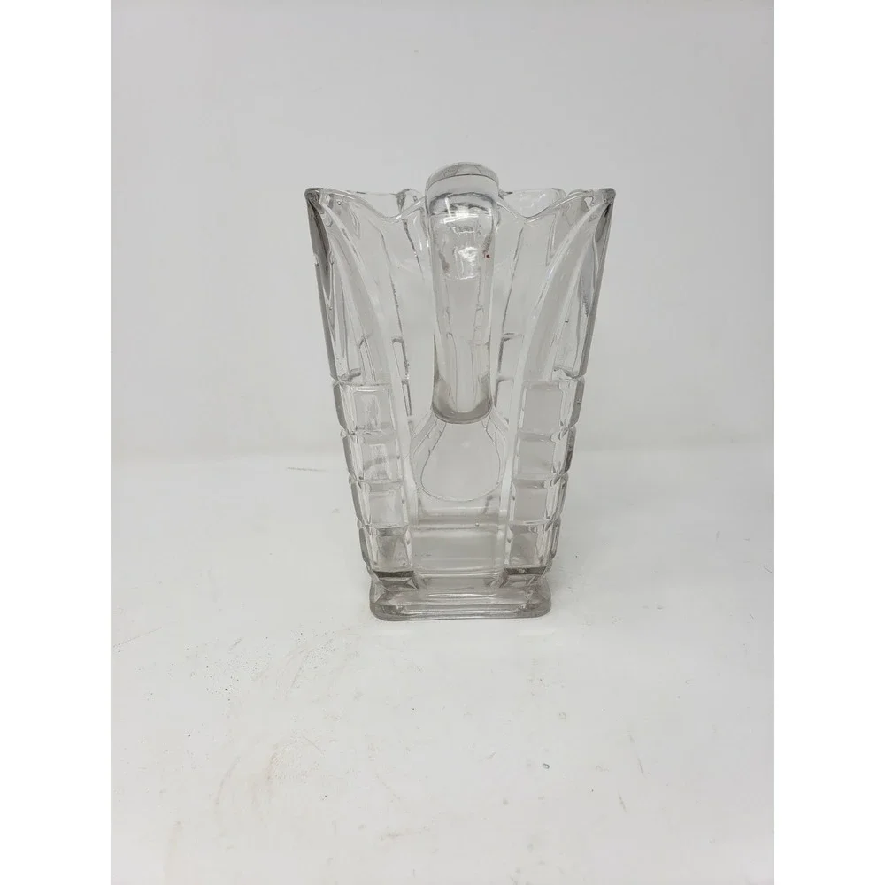 Vtg Clear and Frosted Glass Water Pitcher Cut Glass Depression 7